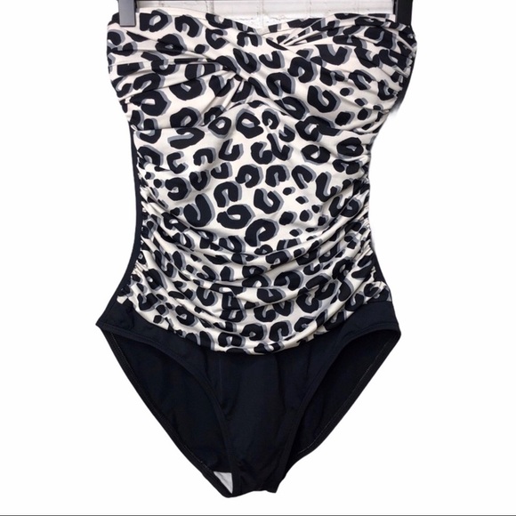 La Blanca Other - La Blanca Cheetah Print Bandeau One Piece Swimsuit Size 8 Beach Wear Swimwear